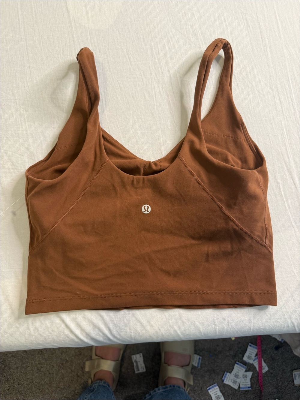 Brown V-Neck Crop Tank Top - Women - Picture 3 of 4